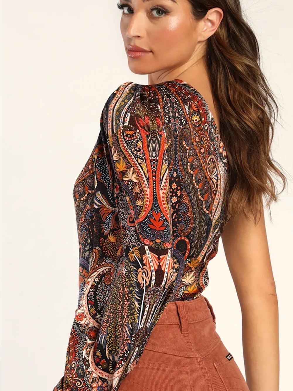 Lulus Mesmerizing Sight Black Multi Print One-Shoulder Bodysuit - Picture 3 of 14